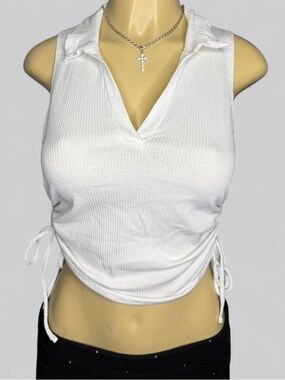 Y2K ribbed white top